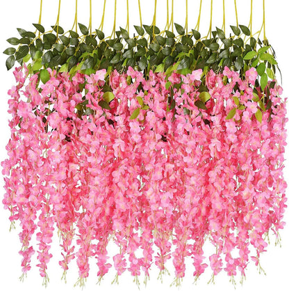 40 Pack Wisteria Flower Vines Garland, 3.75 Feet Artificial Flower Strings, Fake Hanging Flowers, Silk Wisteria Garland Flowers, Wisteria Vine for Wedding, Garden, Wall Decoration (Yellow)