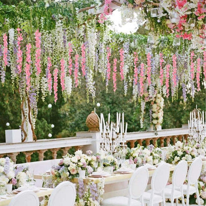 40 Pack Wisteria Flower Vines Garland, 3.75 Feet Artificial Flower Strings, Fake Hanging Flowers, Silk Wisteria Garland Flowers, Wisteria Vine for Wedding, Garden, Wall Decoration (Yellow)