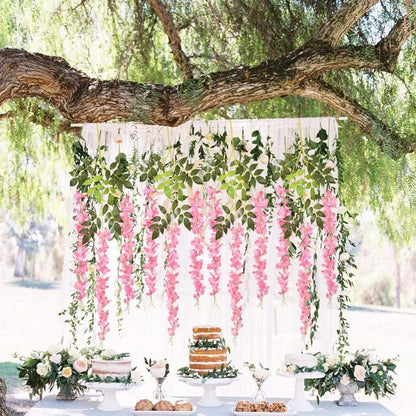 40 Pack Wisteria Flower Vines Garland, 3.75 Feet Artificial Flower Strings, Fake Hanging Flowers, Silk Wisteria Garland Flowers, Wisteria Vine for Wedding, Garden, Wall Decoration (Yellow)