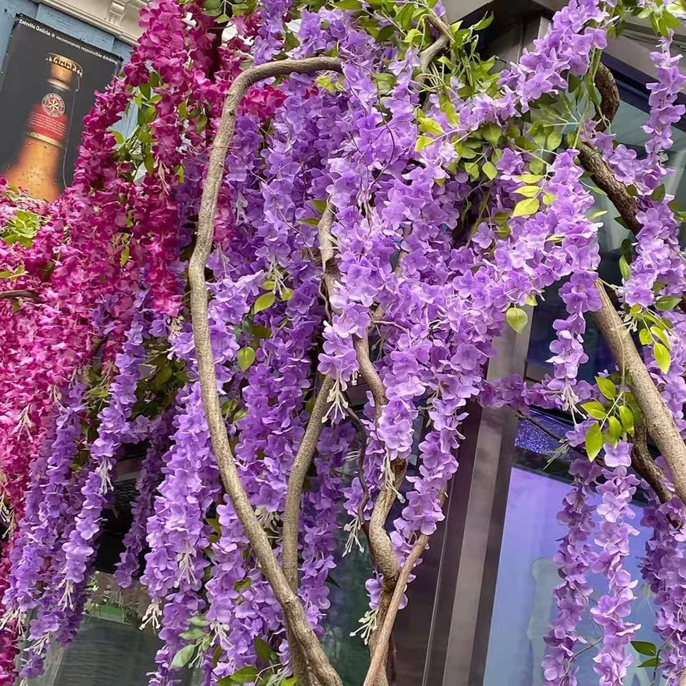 40 Pack Wisteria Flower Vines Garland, 3.75 Feet Artificial Flower Strings, Fake Hanging Flowers, Silk Wisteria Garland Flowers, Wisteria Vine for Wedding, Garden, Wall Decoration (Yellow)