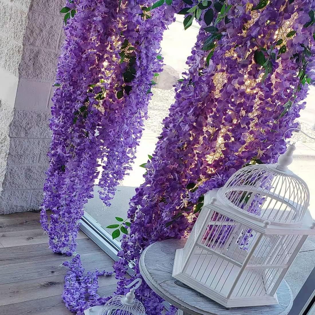 40 Pack Wisteria Flower Vines Garland, 3.75 Feet Artificial Flower Strings, Fake Hanging Flowers, Silk Wisteria Garland Flowers, Wisteria Vine for Wedding, Garden, Wall Decoration (Yellow)