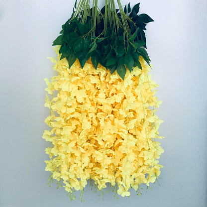 40 Pack Wisteria Flower Vines Garland, 3.75 Feet Artificial Flower Strings, Fake Hanging Flowers, Silk Wisteria Garland Flowers, Wisteria Vine for Wedding, Garden, Wall Decoration (Yellow)