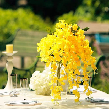 40 Pack Wisteria Flower Vines Garland, 3.75 Feet Artificial Flower Strings, Fake Hanging Flowers, Silk Wisteria Garland Flowers, Wisteria Vine for Wedding, Garden, Wall Decoration (Yellow)