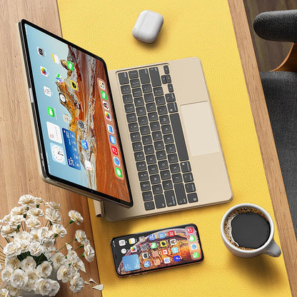 Leather Desk pad Protector, Office Mat, Large Mouse Mat, Non-Slip PU Leather Blotter, Laptop Desk Pad,Waterproof Laptop Computer Desk Keyboard Mat for Office/Work/Home/Decor (Yellow, 25in*13in)