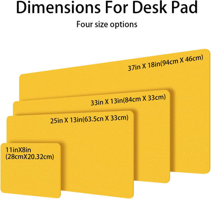 Leather Desk pad Protector, Office Mat, Large Mouse Mat, Non-Slip PU Leather Blotter, Laptop Desk Pad,Waterproof Laptop Computer Desk Keyboard Mat for Office/Work/Home/Decor (Yellow, 25in*13in)