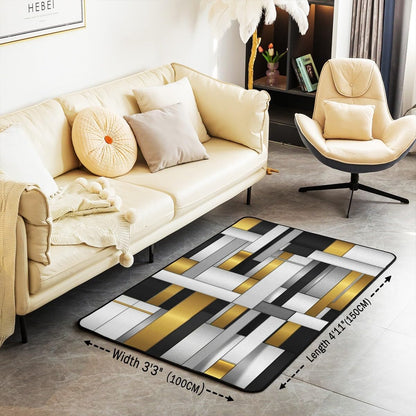 Abstract Area Rug 5x7 Modern Abstract Art Rugs Mat for Living Room Bedroom Golden Yellow Grey Pattern Decor Carpet Non Slip Area Runner Rug