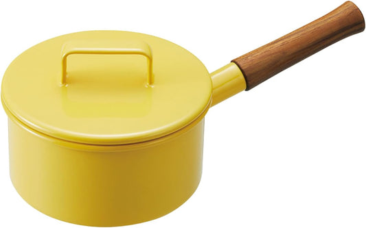 YY-16S.Y Single-Handed Pot, Sauce Pan, Enamel, 6.7 inches (17 cm), Induction Compatible, Yellow