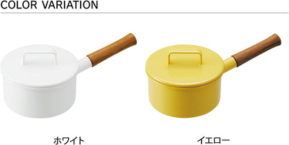 YY-16S.Y Single-Handed Pot, Sauce Pan, Enamel, 6.7 inches (17 cm), Induction Compatible, Yellow