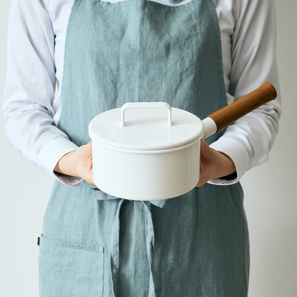 YY-16S.Y Single-Handed Pot, Sauce Pan, Enamel, 6.7 inches (17 cm), Induction Compatible, Yellow