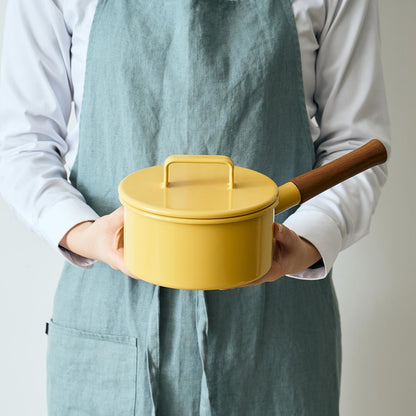 YY-16S.Y Single-Handed Pot, Sauce Pan, Enamel, 6.7 inches (17 cm), Induction Compatible, Yellow