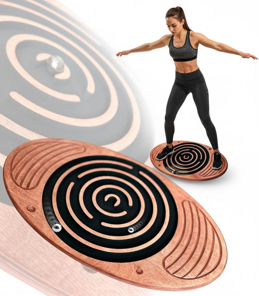 Wooden Balance Board with Labyrinth Maze 23"x14" – Core Strength & Coordination Trainer for Physical Therapy, Fitness & Rehabilitation | Natural Beech Wood, Holds 400 lbs