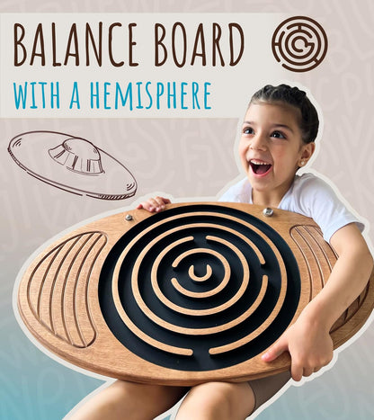 Wooden Balance Board with Labyrinth Maze 23"x14" – Core Strength & Coordination Trainer for Physical Therapy, Fitness & Rehabilitation | Natural Beech Wood, Holds 400 lbs