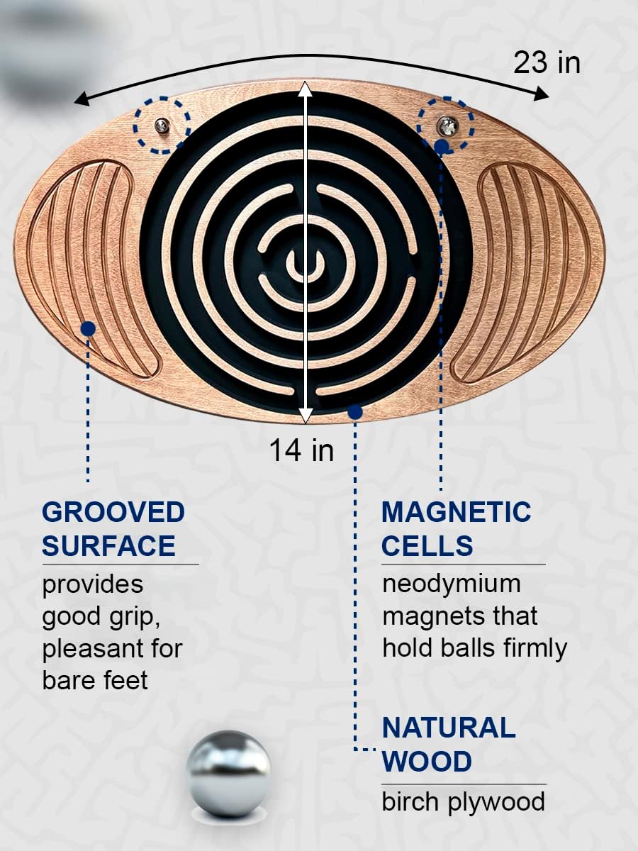 Wooden Balance Board with Labyrinth Maze 23"x14" – Core Strength & Coordination Trainer for Physical Therapy, Fitness & Rehabilitation | Natural Beech Wood, Holds 400 lbs