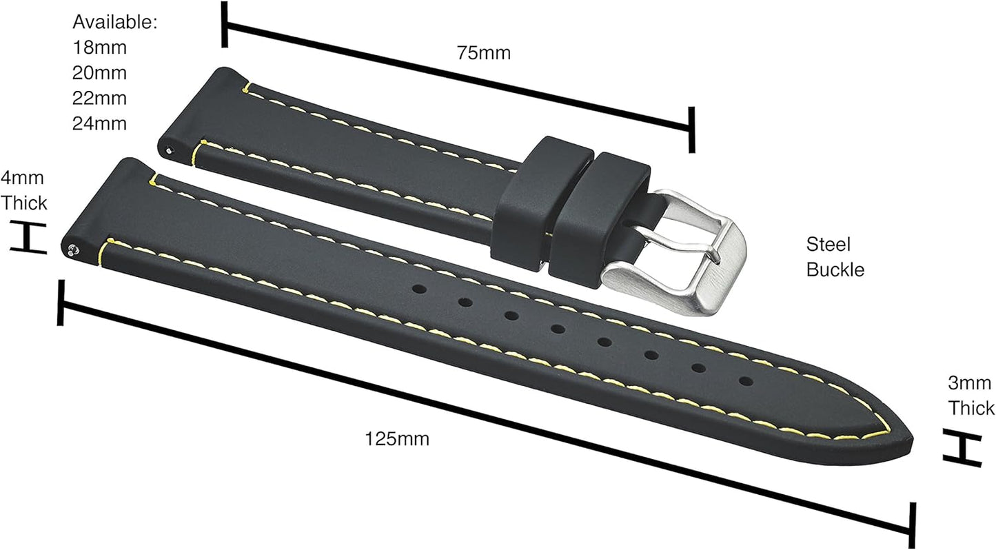 ALPINE Sporty Smooth Silicone Stitched Watch Band - Replacement Rubber Watch Bands - Quick Release Waterproof Watch Straps for Women & Men - Compatible with Regular & Smart Watch Bands