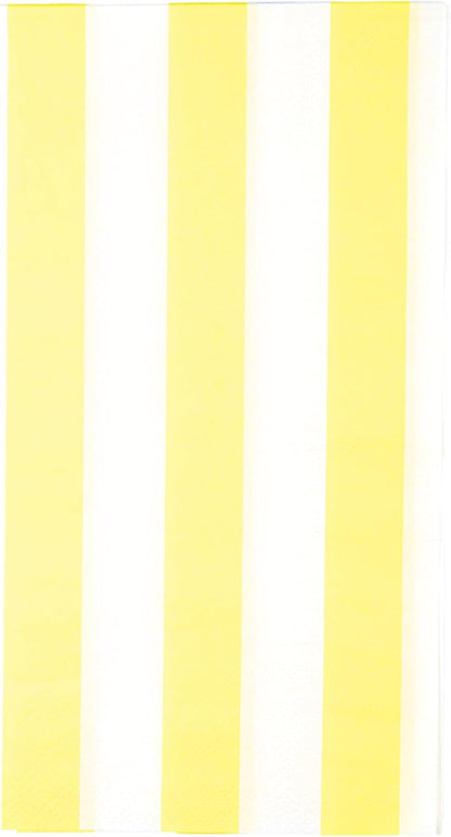 Bonjour Fete Yellow Cabana Stripe Paper Guest Towels | Large, Disposable, 3-Ply Napkins | Premium Party Supplies & Decorations | Holidays, Kids Themed Birthday Parties | Pack of 20, 4.25" x 7.75"