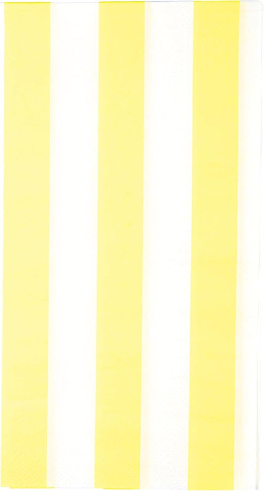 Bonjour Fete Yellow Cabana Stripe Paper Guest Towels | Large, Disposable, 3-Ply Napkins | Premium Party Supplies & Decorations | Holidays, Kids Themed Birthday Parties | Pack of 20, 4.25" x 7.75"