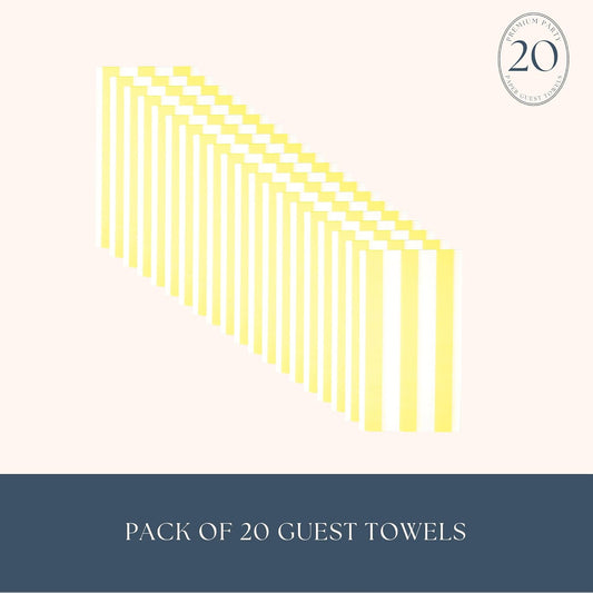 Bonjour Fete Yellow Cabana Stripe Paper Guest Towels | Large, Disposable, 3-Ply Napkins | Premium Party Supplies & Decorations | Holidays, Kids Themed Birthday Parties | Pack of 20, 4.25" x 7.75"