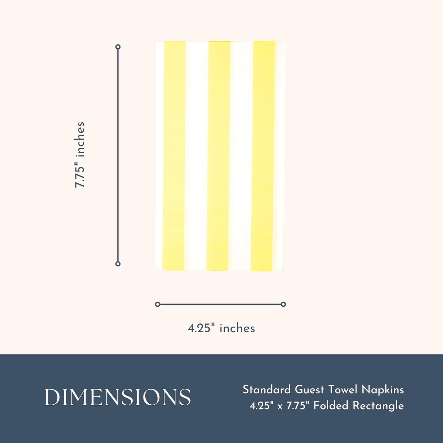 Bonjour Fete Yellow Cabana Stripe Paper Guest Towels | Large, Disposable, 3-Ply Napkins | Premium Party Supplies & Decorations | Holidays, Kids Themed Birthday Parties | Pack of 20, 4.25" x 7.75"