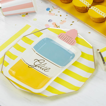 Bonjour Fete Yellow Cabana Stripe Paper Guest Towels | Large, Disposable, 3-Ply Napkins | Premium Party Supplies & Decorations | Holidays, Kids Themed Birthday Parties | Pack of 20, 4.25" x 7.75"