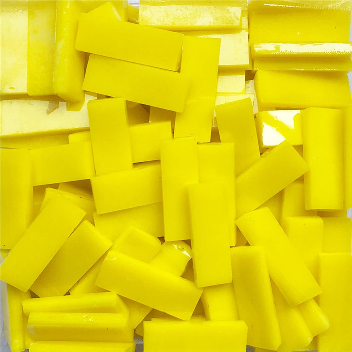 0.7X2.1 CM (0.27X0.82 inch) Stained Glass Strip,Clear Glass Mosaic Pieces DIY Mosaic Tiles Hobbies Art Crafts Material 200g(0.44lb) (Yellow)