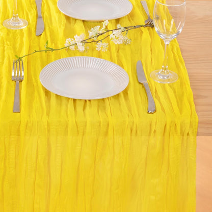 Yellow Table Runner 10ft Rustic Summer Cheesecloth Table Runner Gauze Cheese Cloth Centerpiece Decororations 35x120 Inches for Wedding Baby Shower Outdoor Picninc Decor