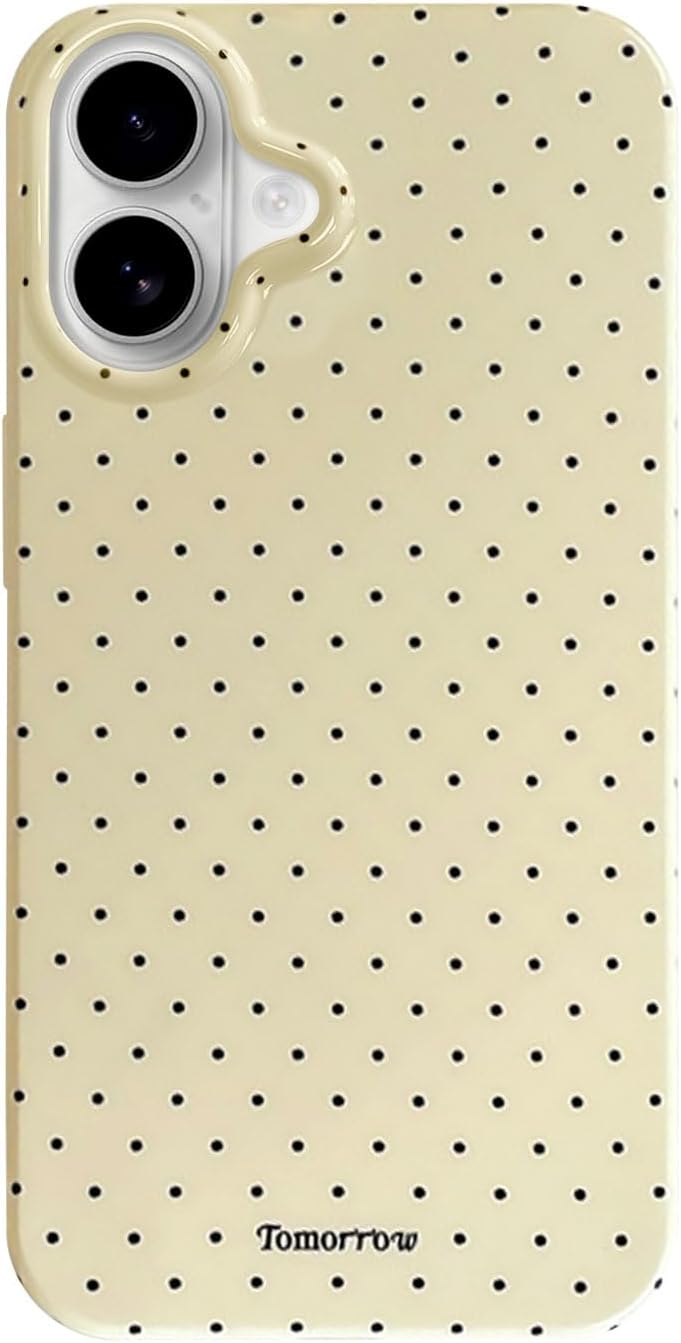 Compatible with iPhone 16 Case with Cute Fashion Polka Dot Aesthetics Design Simple Cases for Soft TPU Slim Protection Cover-Lemon-Yellow