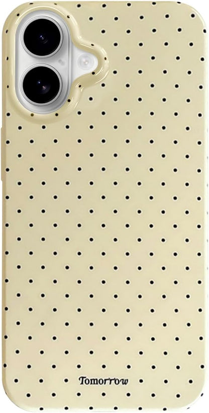 Compatible with iPhone 16 Case with Cute Fashion Polka Dot Aesthetics Design Simple Cases for Soft TPU Slim Protection Cover-Lemon-Yellow