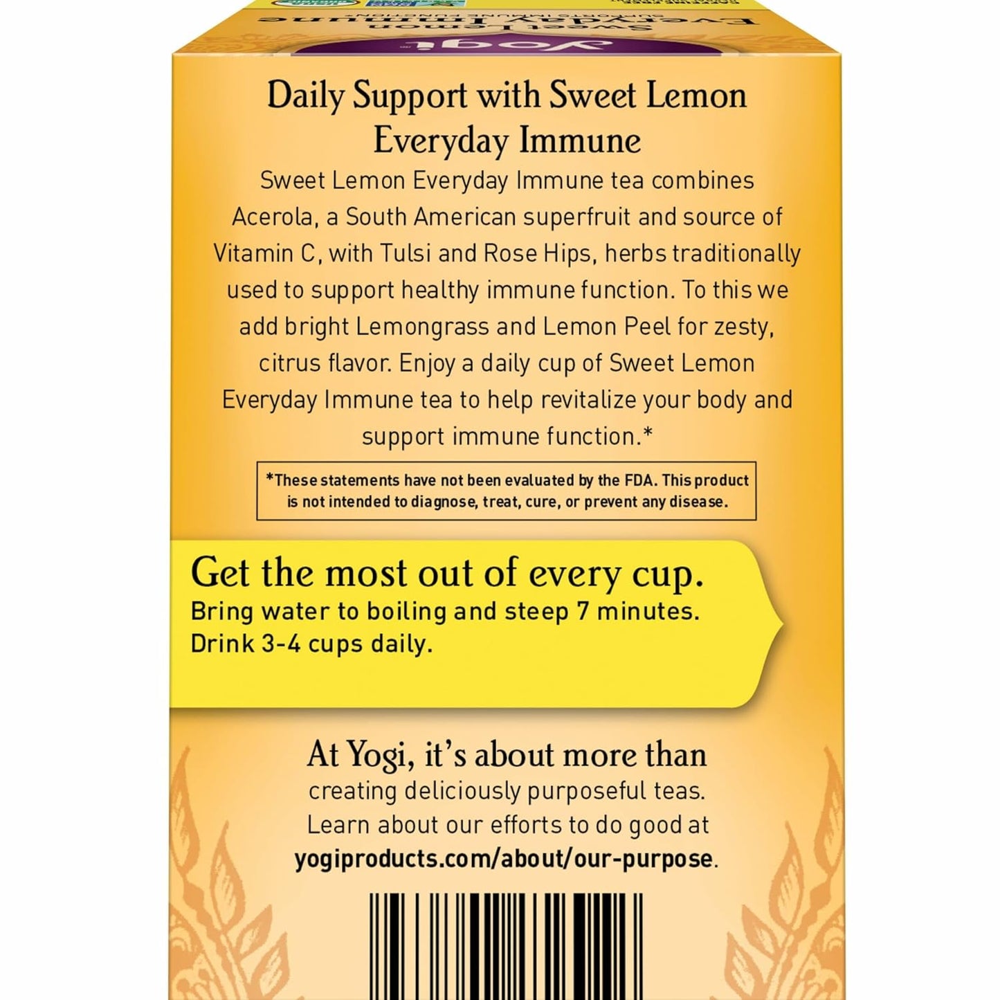 Tea Sweet Lemon Everyday Immune Tea - 16 Tea Bags per Pack (6 Packs) - Daily Immune Support Tea - Delicious Lemon Tea Bags - Includes Tulsi, Lemongrass, Rose Hip, Lemon Peel & More