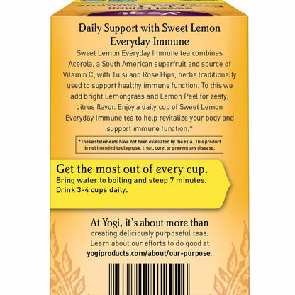 Tea Sweet Lemon Everyday Immune Tea - 16 Tea Bags per Pack (6 Packs) - Daily Immune Support Tea - Delicious Lemon Tea Bags - Includes Tulsi, Lemongrass, Rose Hip, Lemon Peel & More