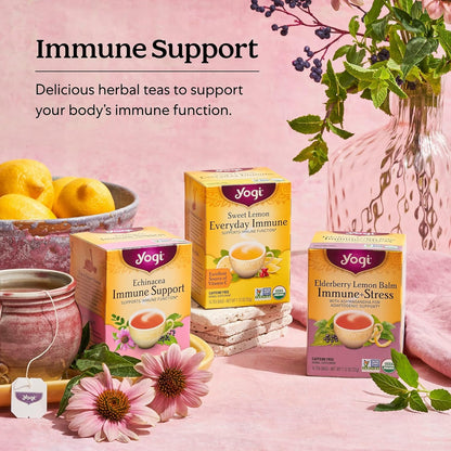 Tea Sweet Lemon Everyday Immune Tea - 16 Tea Bags per Pack (6 Packs) - Daily Immune Support Tea - Delicious Lemon Tea Bags - Includes Tulsi, Lemongrass, Rose Hip, Lemon Peel & More