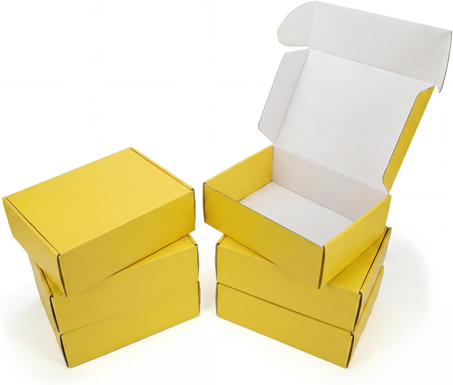 12x9x4 in Cardboard Shipping Boxes Set of 6, Gift Box Lemon Yellow | Bright Color, Glossy Cardboard, Easy Fold, Shape Well, Self locking, Gift Wrap, Theme Packaging, Small Business Branding