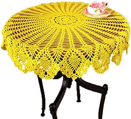 New Handmade Crochet Lace Round Table Cloth Doilies Doily,31 Inch,Yellow