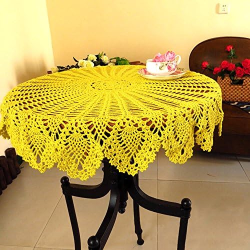 New Handmade Crochet Lace Round Table Cloth Doilies Doily,31 Inch,Yellow