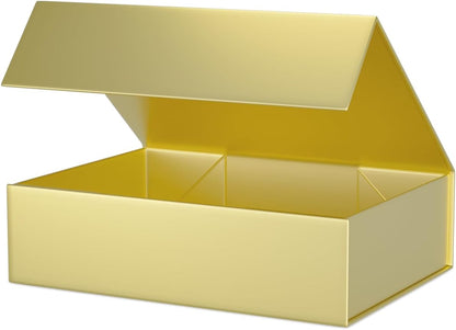 Gold Gift Box 11.9" x 8.5" x 3.3",Magnetic Closure Gift Boxes for Presents | 1 Pack Bridesmaid Gifts Boxes,Cute Boxes,Birthday Gift Box,Luxury for Gift Packaging, Magnetic Gift Boxe for Wrapping Gifts
