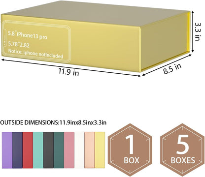 Gold Gift Box 11.9" x 8.5" x 3.3",Magnetic Closure Gift Boxes for Presents | 1 Pack Bridesmaid Gifts Boxes,Cute Boxes,Birthday Gift Box,Luxury for Gift Packaging, Magnetic Gift Boxe for Wrapping Gifts