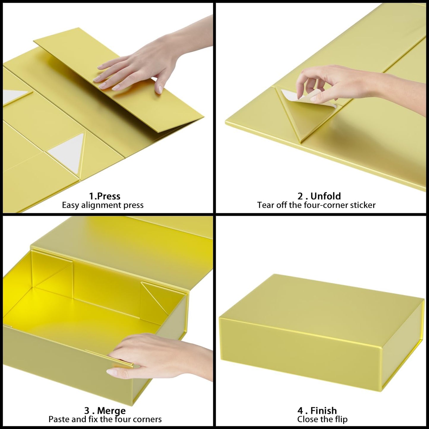 Gold Gift Box 11.9" x 8.5" x 3.3",Magnetic Closure Gift Boxes for Presents | 1 Pack Bridesmaid Gifts Boxes,Cute Boxes,Birthday Gift Box,Luxury for Gift Packaging, Magnetic Gift Boxe for Wrapping Gifts