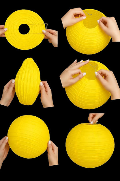 12"(30CM) Pack of 6 Paper Lantern Wedding Party Decoration Craft Lamp Shade (Yellow)