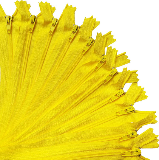 Nylon Zippers for Sewing Crafts | Size: 6 Inch | Color: Yellow | 20 Pieces per Pack | Single Color #3 Nylon Zippers for Making Bags, Pouches, Pillow Covers and Sewing Craft Projects