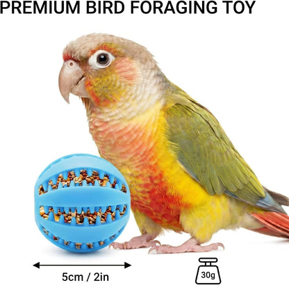 4 Pcs Silicone Bird Foraging Toys, Treat Dispenser Balls with Flexible Gaps for Conures, Parakeets and Cockatiels, Easy to Clean Pet Enrichment Feeder, Red Blue Yellow Green, 2x2 Inches