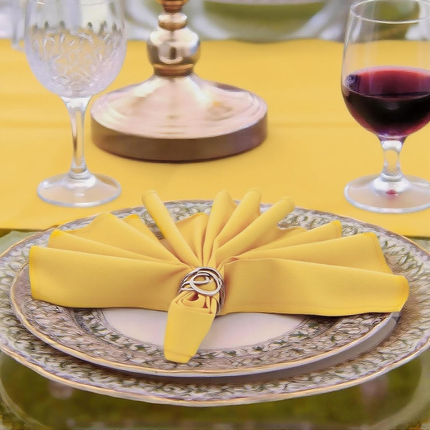 Yellow Cloth Napkins Washable Set of 6-210GSM Heavy-Duty 20x20 Inch Solid Table Napkins Cloth in Bulk, Reusable Napkins with Hemmed Edges for Dinner, Holiday, Wedding, Party & Everyday Use