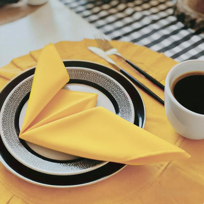 Yellow Cloth Napkins Washable Set of 6-210GSM Heavy-Duty 20x20 Inch Solid Table Napkins Cloth in Bulk, Reusable Napkins with Hemmed Edges for Dinner, Holiday, Wedding, Party & Everyday Use