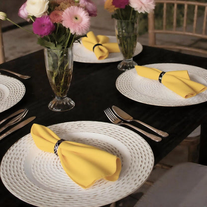 Yellow Cloth Napkins Washable Set of 6-210GSM Heavy-Duty 20x20 Inch Solid Table Napkins Cloth in Bulk, Reusable Napkins with Hemmed Edges for Dinner, Holiday, Wedding, Party & Everyday Use