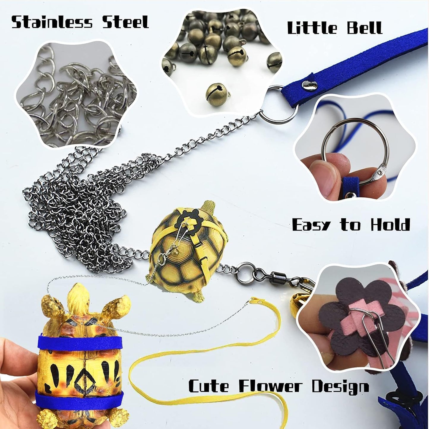 Adjustable Harness & Leash Set Strap for Turtles Small Pet Leash Walking Rope for Tortoise Outdoor Walking Training Control Rope (Yellow,S)