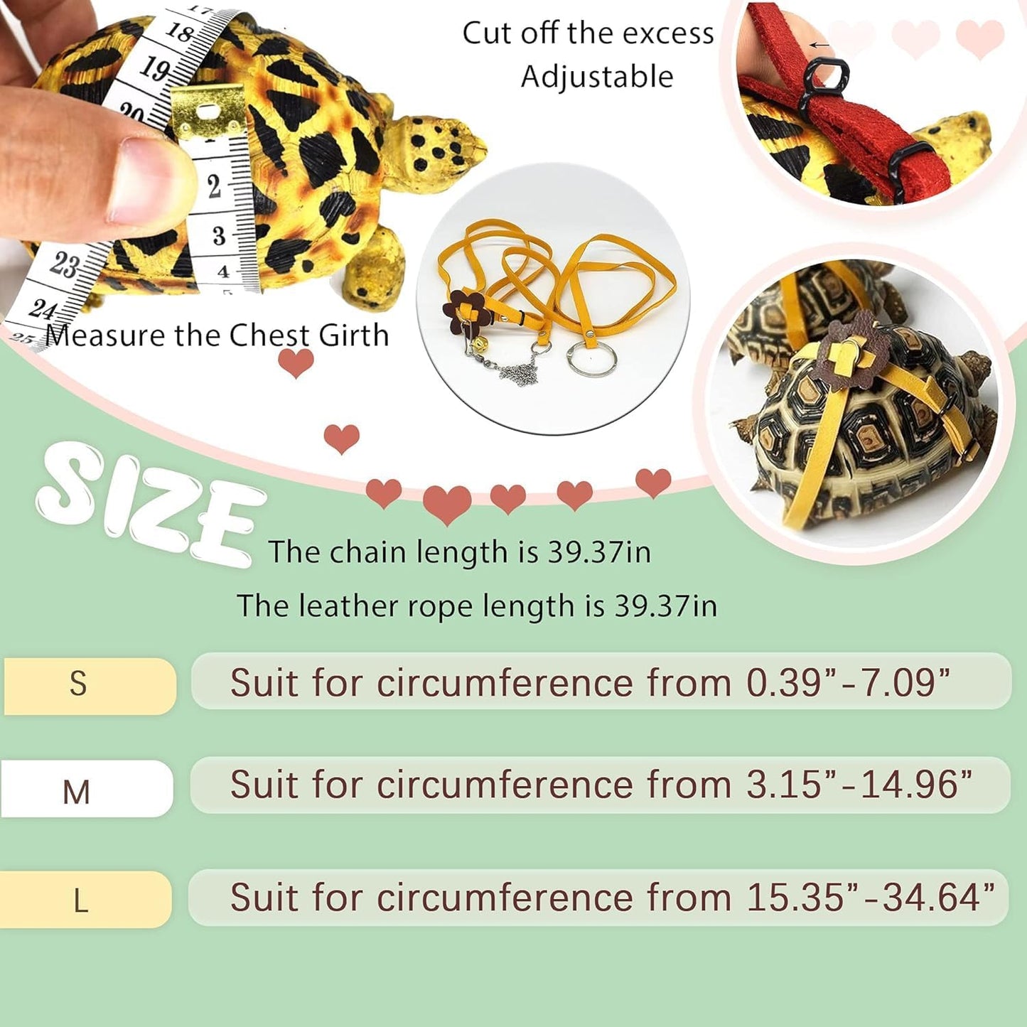 Adjustable Harness & Leash Set Strap for Turtles Small Pet Leash Walking Rope for Tortoise Outdoor Walking Training Control Rope (Yellow,S)