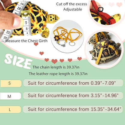 Adjustable Harness & Leash Set Strap for Turtles Small Pet Leash Walking Rope for Tortoise Outdoor Walking Training Control Rope (Yellow,S)