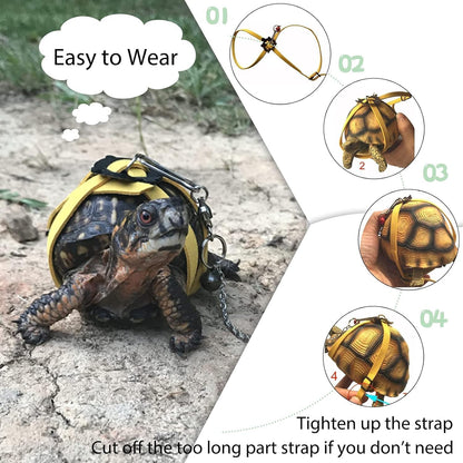 Adjustable Harness & Leash Set Strap for Turtles Small Pet Leash Walking Rope for Tortoise Outdoor Walking Training Control Rope (Yellow,S)