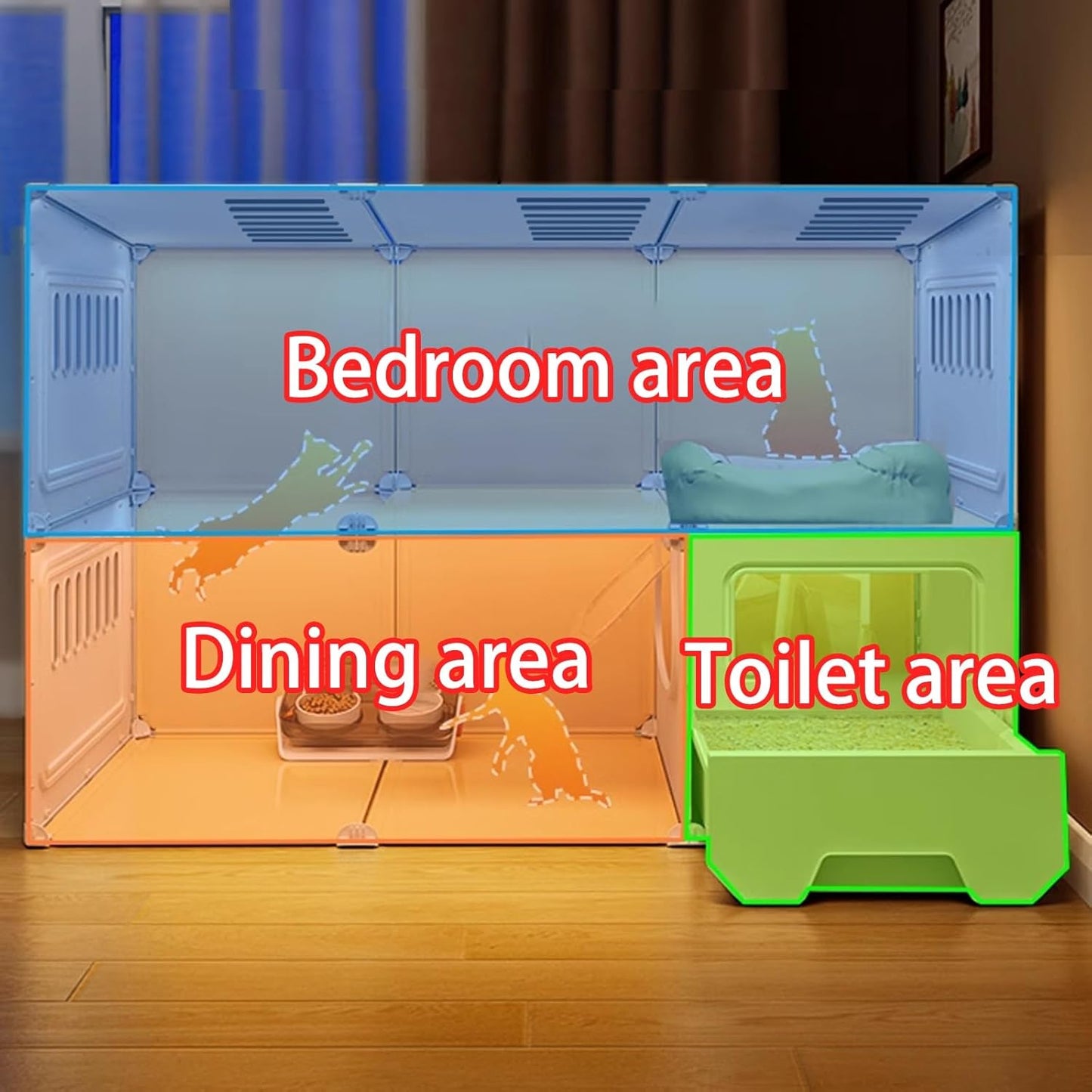 2/3/4 Tier Large Cat Cages Indoor, Cat Cage with Litter Box, cat Villa， Home Indoor cat cage，Cat Patio Enclosure Outdoor, Pet Cage with Toilet(Yellow,Quadruple Layer)