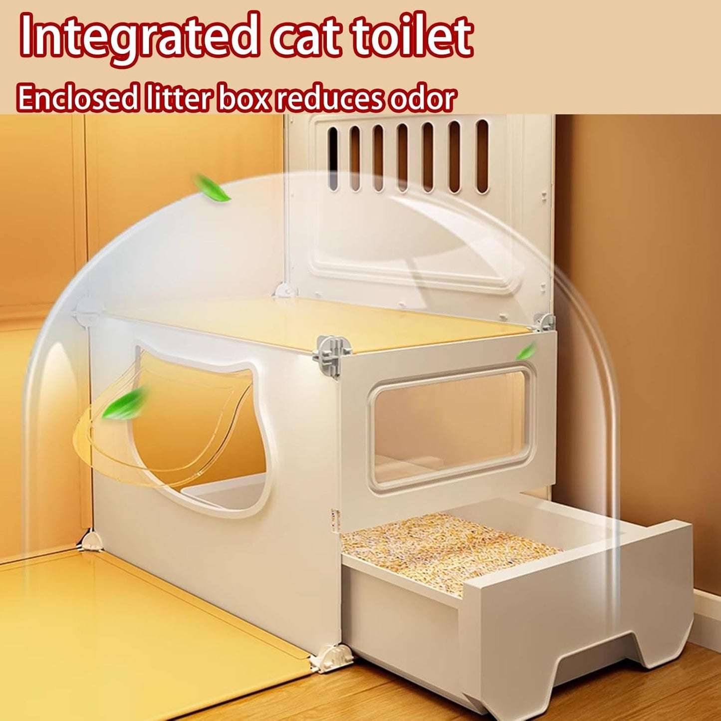 2/3/4 Tier Large Cat Cages Indoor, Cat Cage with Litter Box, cat Villa， Home Indoor cat cage，Cat Patio Enclosure Outdoor, Pet Cage with Toilet(Yellow,Quadruple Layer)