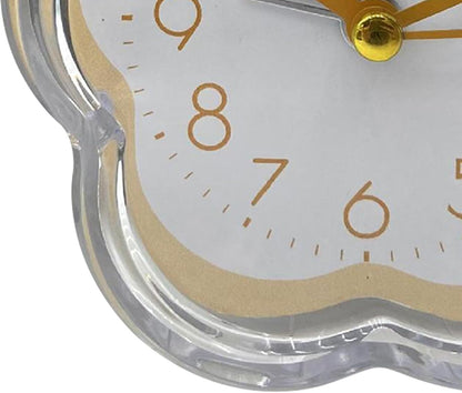 Alarm Clock, Cute Analog Transparent Frame Flower Shape Digital Quartz Clock, Non Ticking Battery Operated Quiet Low Noise Table Clock for Living Room Bedroom Bedside, Yellow (Without Battery)