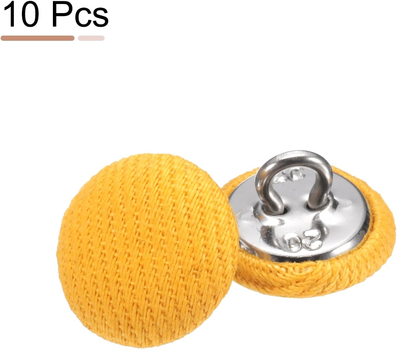12.5mm Fabric Cloth Covered Button Metal Shank 10pcs, Yellow | 20L 1/2" Round Satin Sewing DIY Craft Buttons for Bridal Wedding Suits Dress Blouses Sweaters